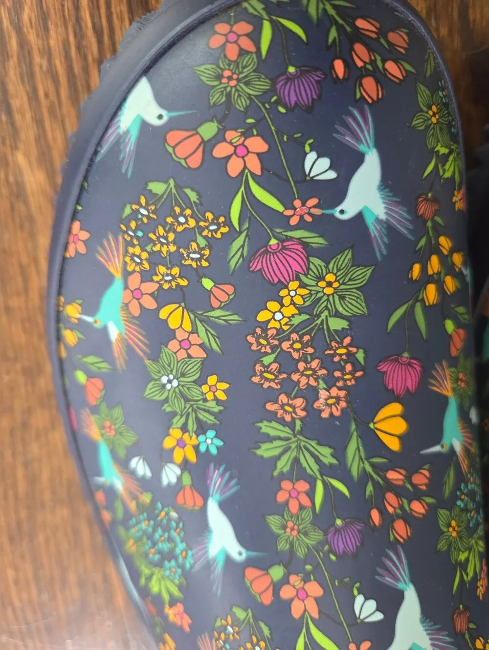 Western Chief Navy Floral 'Hummingbird' Rain Clogs with Multicolor Bird Print